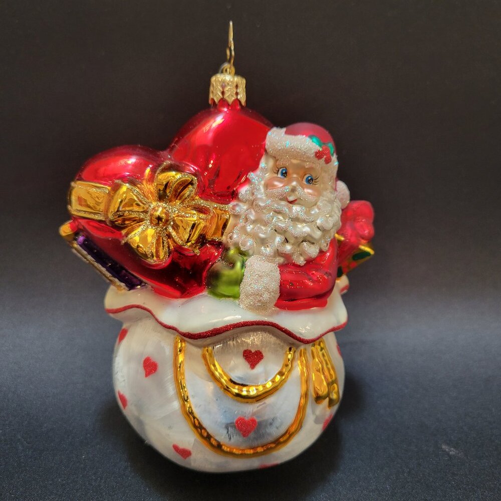 CHRISTOPHER RADKO SANTA BLOWN GLASS CHRISTMAS gift of heart ornament